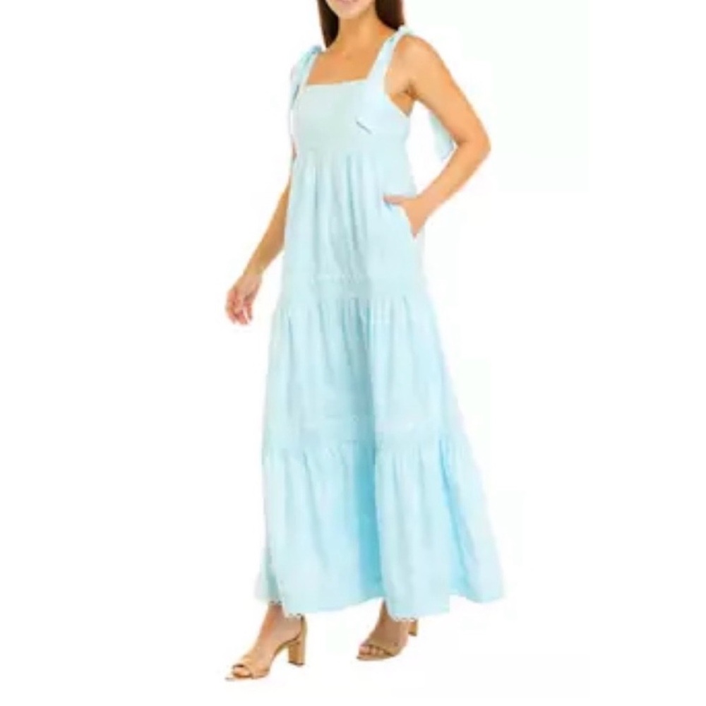 Biltmore Women's Tie Tank Maxi Dress Light Blue